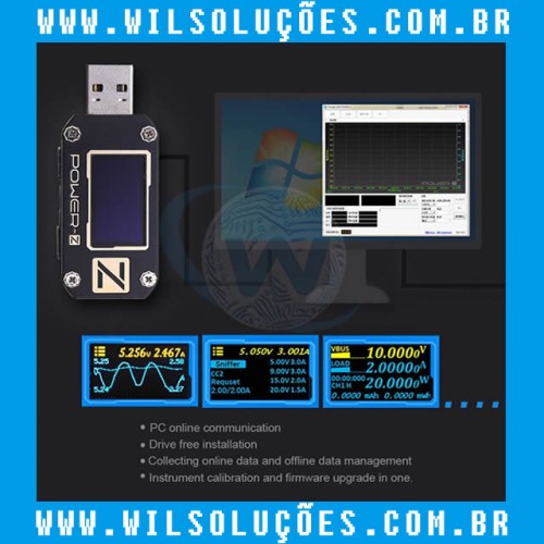 Multimedidor USB KM001 Lab Powerz Voltímetro e Amperímetro
